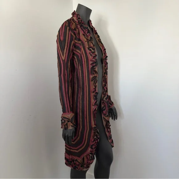 40. Statement Striped Ruffle Duster Cardigan - Picture 5 of 7